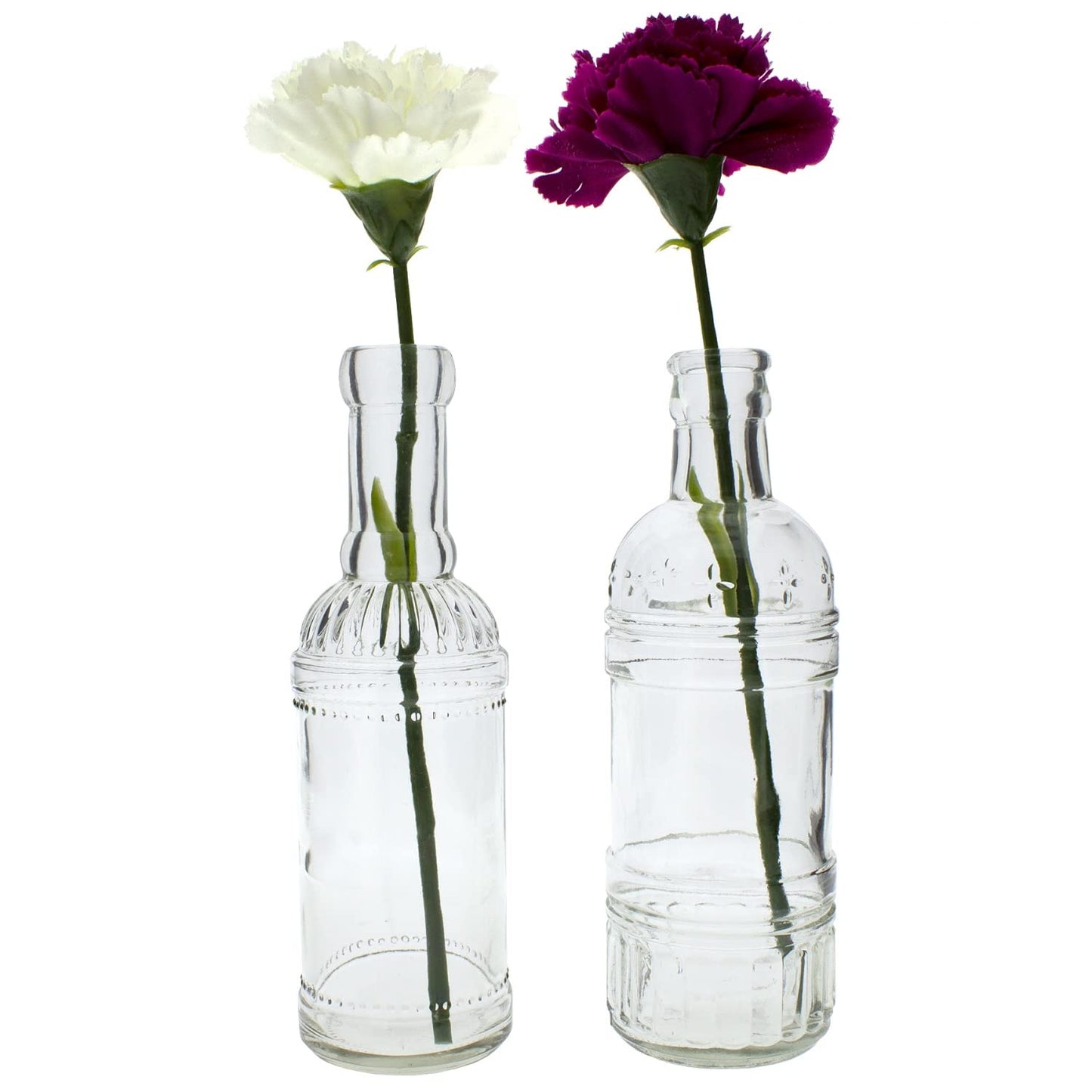 6-TLG. Set Glas Flaschen Vasen im Vintage Look H 20,5 cm