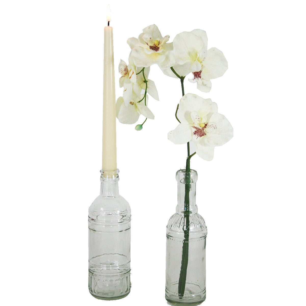 6-TLG. Set Glas Flaschen Vasen im Vintage Look H 20,5 cm